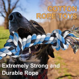 LosFong Indestructible Dog Toys for Aggressive Chewers – Tough Rope Chew Toy with 5 Knots, 3 Feet, Perfect for Large & Medium Dogs, Helps Clean Teeth and Ideal for Tug of War