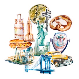 Navy Peony Charming New York City Stickers (12 Pack) - Big, Trendy, Waterproof | Aesthetic Travel Decals for Water Bottles, Laptops, Scrapbook