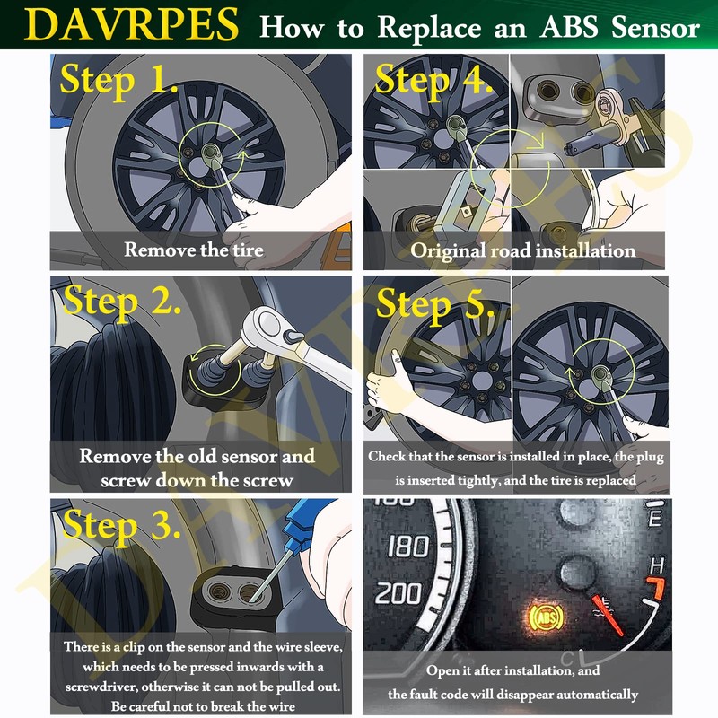 DAVRPES 4670B006 Sensor de velocidad de rueda ABS delantero derecho