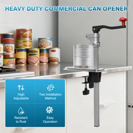 IRONWALLS Commercial Can Opener Heavy Duty for Large Cans, Tabletop Can Open Manual for Cans Up to 15.7", Adjustable Steel Industrial Can Openers for Restaurant Kitchen, Fixed with Clamp or Screws