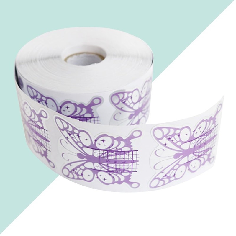 UKCOCO Purple Butterfly Nail Foam 500pcs Nail Guide Foam Roll
