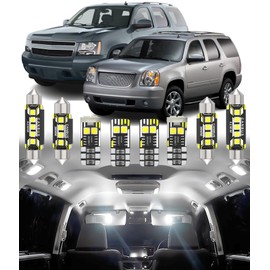 BMT xms Car Interior LED Light Kit Replacement for GMC Yukon Tahoe Suburban GMT900 2007-2014,6000K Super Bright Interior Light Bulbs Package, 15pcs