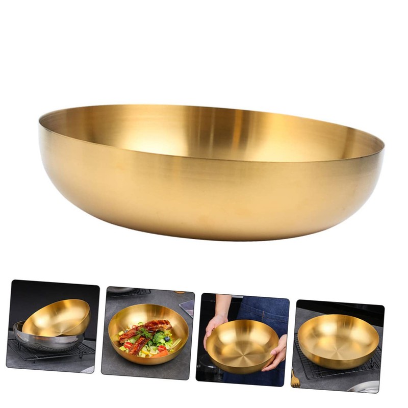 KICHOUSE Elegant 304 Stainless Steel Salad Bowl Mix Serve Fruit