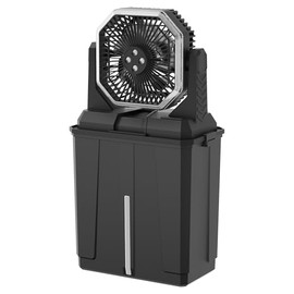 Portable Misting Fan, Rechargeable Outdoor Cooler, Battery Operated Personal Fan with3 Speeds & 8L Bucket for Patio, Camping,Hiking, Backyard, Travel, Desk,Pool, Beach, Black