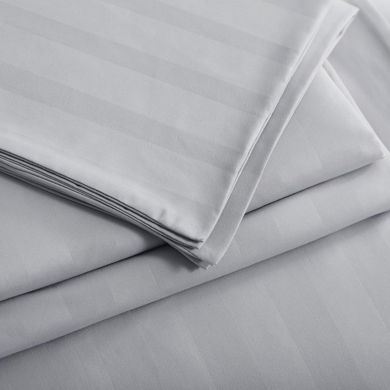 Tifschlaf Double Duvet Cover Set Grey - Satin Stripe Double