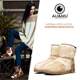 AUMU Women's Classic Mini Sheepskin Winter Boot Fur Boot White Size 8