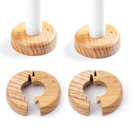 Wooden Radiator Pipe Collars | Radiator Cover Oak for 15mm Pipes | Pack of 4 Easy Split Pipe Collars | Wood Pipe Cover to Hide Radiator Pipes Base
