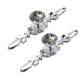 BOZONLI Pack of 2 Crystal Furniture Knobs, Cupboard Knobs, Drawer Knobs with Polished Chrome Base Plate, 120 mm Handles for Drawers, Cupboards, with Screws, Zinc Alloy + Crystal Glass