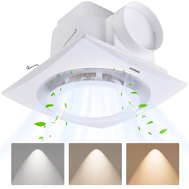 Bathroom Exhaust Fan with Light, 3000K/4500K/6000K Selectable, 110 CFM 1.0 Sones Bathroom Ventilation Fan, 8inch Exhaust Fans For Ceiling Mount with Efficient Air Circulation, Odor Elimination