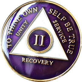 22 Year AA Medallion Metallic Purple Tri-Plate Sobriety Chip