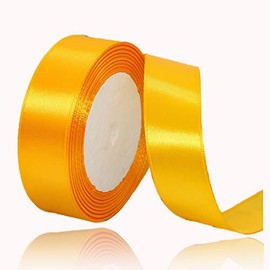 Gift Ribbon Yellow 25 mm Wide, 23 Metres Satin Ribbon Yellow Gift Ribbons Fabric Ribbon Decorative Ribbon for Gift Wrapping, Crafts, Birthday and Wedding Decoration