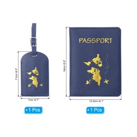 PATIKIL Passport Cover Holder and Luggage Tag Set, PU Leather Passport Case Holder Travel Tag Suitcase Identifier Travel Accessories for Men Women, Dark Blue