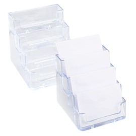 Acrylic Business Card Holder 2 Pieces Business Card Holder with 4 Compartments Acrylic Business Card Stand Transparent Card Holder Desk Stand
