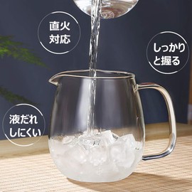IwaiLoft IL-G1968 Handmade Heat Resistant Glass Tea Pot with Tea Infuser, Jumping Tea, Fruit Tea, Leaf Tea, Craft Tea, Half Tea, Direct Fire, Large Capacity, Style: Natsume (Little tea ceremony), 40.6 fl oz (1200 ml)