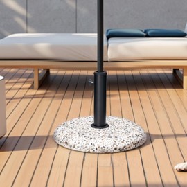 Patio Umbrella Base 45lbs, Outdoor Umbrella Stand, Concrete with Cobblestone Decor Heavy Duty Umbrella Holder Outdoor Base for Deck Poolside Yard (COBBLESTONE)