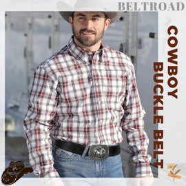 BELTROAD Western Leather Buckle Belt for Men Women Cowboy Cowgirl Leather Belts for Jeans Western Belts Men Country Western Party Christmas Gifts