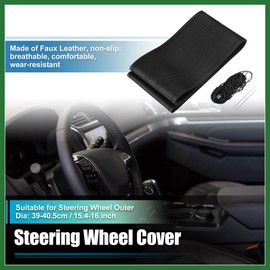 Motoforti Car Hand Sewn Steering Wheel Cover Stitch Fit 15.4-16 Inch Black Long-lasting