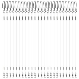 Fluorocarbon Fishing Wire Leader,12Pcs/24Pcs Fluorocarbon Leaders with Swivel Snap Kit High Strength Fishing Leader Line for Saltwater Freshwater 20LB-50LB