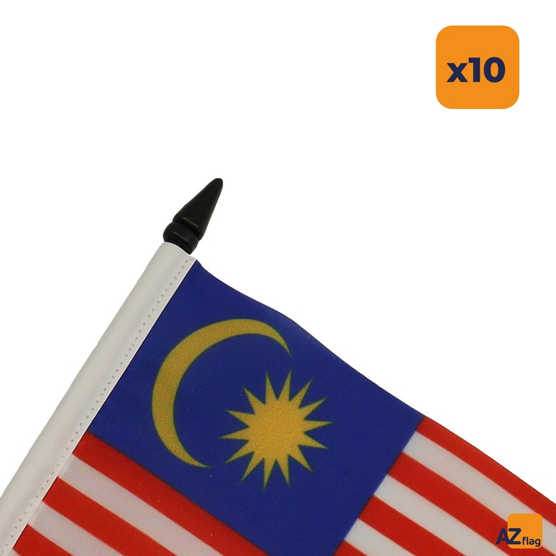 AZ FLAG Pack of 10 Malaysian Table Flags - 15