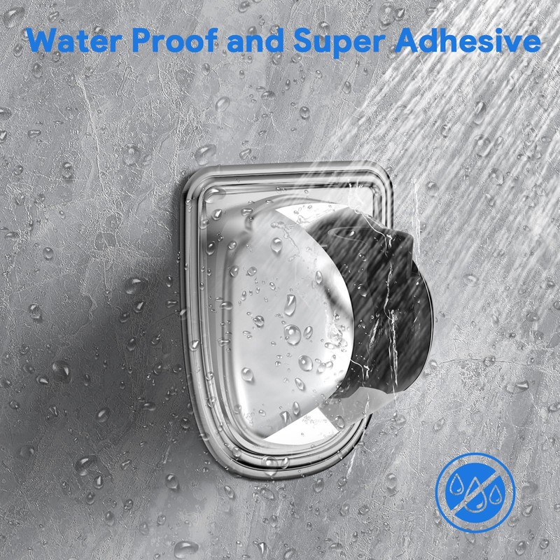 FEELSO No-Drill Shower Head Holder,Strong Adhesive Wall Mount, Adjustable Shower