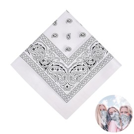 Bandana Men Women Headscarves for Women, Bandanas Scarf, Headscarves, for Unisex Scarf Binding Scarf, Headwear, Hair, Scarf, Paisley Pattern, Bandana Headscarf White, Neckerchiefs (55 x 55 cm), White