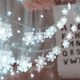 Christmas Lights, 40 LED Snowflake String Fairy Lights for Home, Party, Christmas, Wedding, Garden, Xmas Garden Patio Bedroom Decor Indoor Outdoor Celebration Lighting