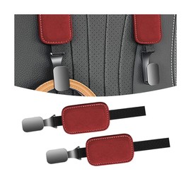 JNNJ 2pcs Car Back Seat Headrest Hooks, Automotive Storage Bag Hooks, Vehicle Back Seat Suede Hanger for Hanging Bags Food (Red)