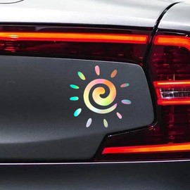 DUSCOKE Spiral Sun Vinyl Waterproof Decal Car Sticker- 6" Car Truck Van Wall Laptop Window Bumper Stickers- Sun Silhouette Sticker Vehicle Decoration Decal for Mirror Notebook Water Bottles (Colorful)