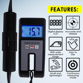 Window Tint Meter, Car Film Transmission Meter Window Tint,VLT IR UV Rejection Tester Coating 0 to 100% Visual Light Transmission for Mesuring Film, Filmed Glass, Window Tint, Side Windshield