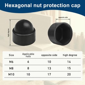 Drenky M8 protective caps, hexagonal, black, spanner size 13, pack of 25 cover caps for nuts, protective caps, hexagonal made of plastic, PE cap, nut for screws and nuts