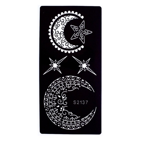 2 Sheets Sun and Moon Tattoo Stencil Star Tattoo Template