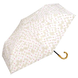 Wpc. PPAM-288-102 Parasol Folding Umbrella, Light Shielding Patterns Print, Mini Cooker, Beige, 100% Light Shield, 100% UV Protection, UPF50+, Rain or Shine, 21.7 inches (55 cm), Women's Bamboo