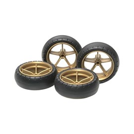 Large Dia Narrow Lightweight Wheels (w/Arched Tires) Mini 4WD Grade Up Parts Series by Tamiya