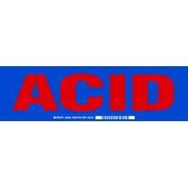 Brady 60284, Cabinet Label , 3 1/2" Height x 12" Width, Red on Blue, Legend "Acid" (1 per Order)