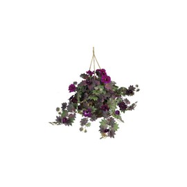 HomeStock Tribal Treasures Morning Glory Hanging Basket Silk Plant, 32" D x 32" W x 24" H, Polyester, Wicker Hanging Basket, Indoor or Outdoor Home Decor Accent