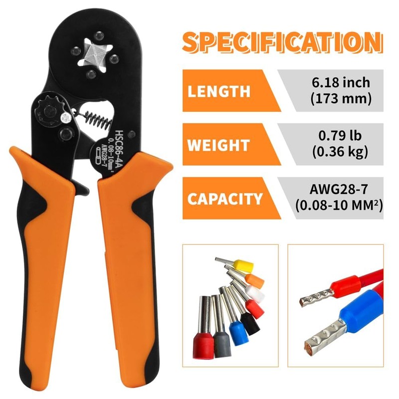 Sanuke Ferrule Crimping Tool Kit AWG 28-7, Square Ferrule Crimper