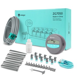 Zeego Automatic Drip Irrigation Kit with Digital Programmable Water Timer, 10 Potted Indoor Outdoor Houseplants Support (Incremental Support), Smart DIY Watering Schedules/Modes