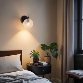 Kenroy Home Black Round Glass Prismatic Globe Wall Sconce, Elegant Modern Design for Hallways, Living Rooms, Bedrooms, and Entryways