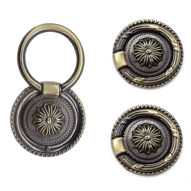 YankMooM Antique Drawer Pulls Bronze Dresser Pull Rings Round Drawer