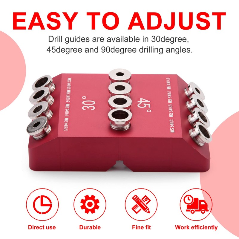 Kopinma 30/45/90° Angle Drill Hole Guide Jig for Angled and