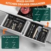 Lixple Bamboo Drawer Organizer, Narrow Silverware Organizer for Kitchen Drawer,