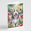 Caroline's Treasures Bearded Collie Luau Greeting Cards Pack of 8