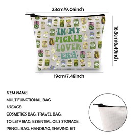 WCGXKO Pickle Gift Pickle Lover Makeup Bag Canned Pickles Merchandise Pickled Food Enthusiasts Gift Canning Enthusiasts Gift (pickle lover era)