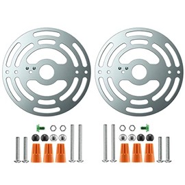 RTNLIT 4 Inches Light Fixture Mounting Bracket, Universal Light Circle Crossbar Plate with Ground Screw and Acorn Cap Nuts for Mount Wall Light, Close to Ceiling Light, Chandelier(Pack of 2)