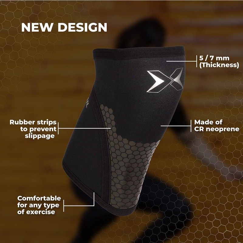 PICSIL Neoprene Knee Pad Cross Training Hex Tech, 5/7mm, 2