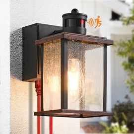 JOKAONOTL Dusk to Dawn Motion Sensor Outdoor Lighting Waterproof Outside Porch Lights with GFCI Outlets Exterior Lighting Fixtures for House Garage Front Door,Bulb Included,11''H