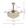 ONELLH 42inch Retractable Crystal Ceiling Fan with Lights, Invisible Chandelier