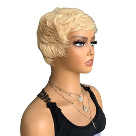 CGVG Short Hair Wig Women's Short Curly Blonde Wig Women Short Hair Natural Layered Modern Daily Use Party