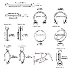 YOFANST Disposable Ear Nose Piercing Kit Home Self Safety Kit with Nose Ear Earring Studs, Style E