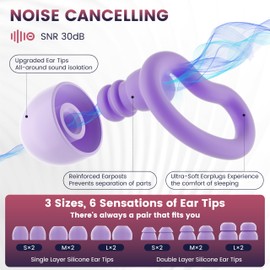Noise Cancelling Ear Plugs for Sleeping - 2 Pairs Reusable Soft Silicone Noise Block Earplugs for Sound Proof, 30db Noise Reduction Earplug for Sleep, Snoring Blocking, Concert